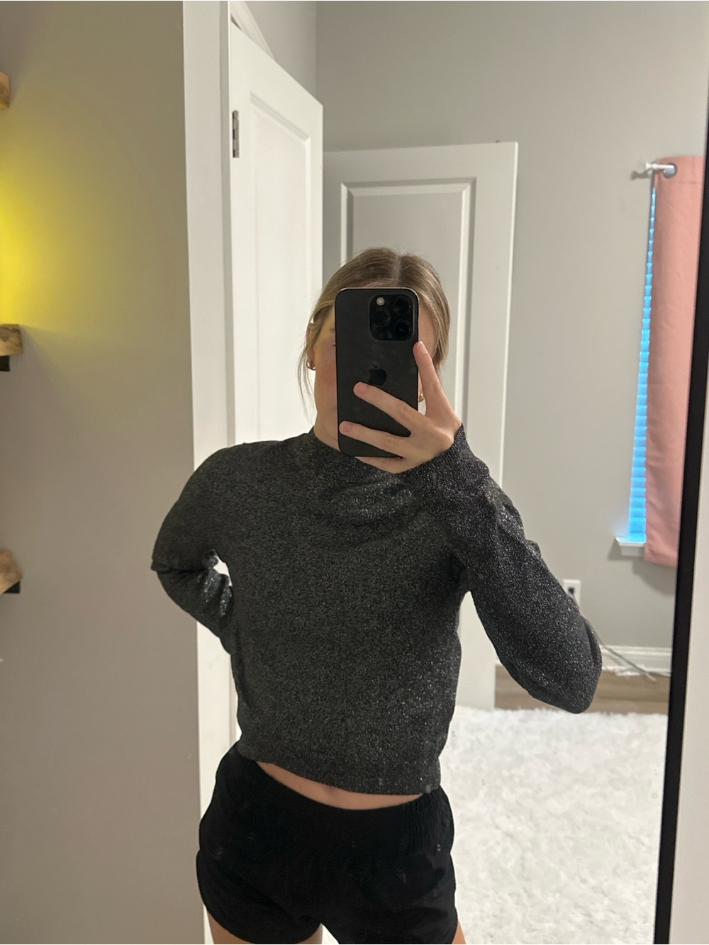 Express Metallic Turtleneck Sweater - Black